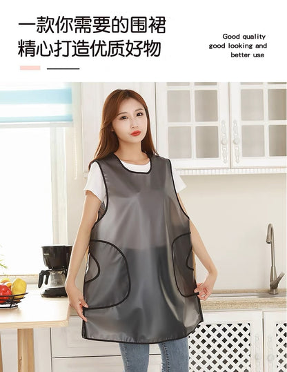 Apron tpu Waterproof oil-proof men's and women's household kitchen disposable aquatic catering work clothes sleeveless waist customizable